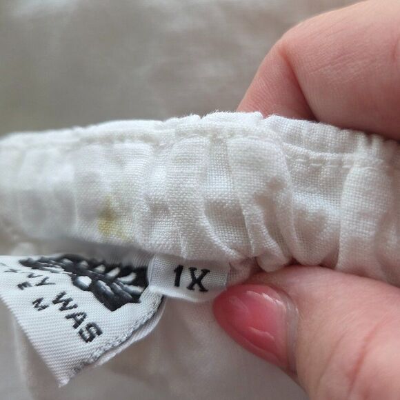 Johnny Was Item 100% Linen Capri Pants Plus Size 1X White VTG Made In USA Womens - Picture 9 of 12